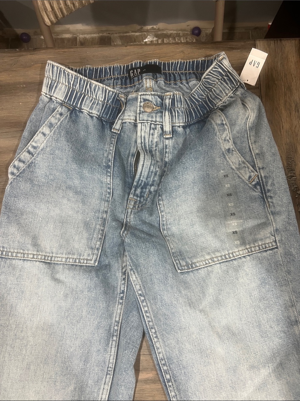 GAP Women's Light Blue Straight-Leg Jeans with Elastic Waist